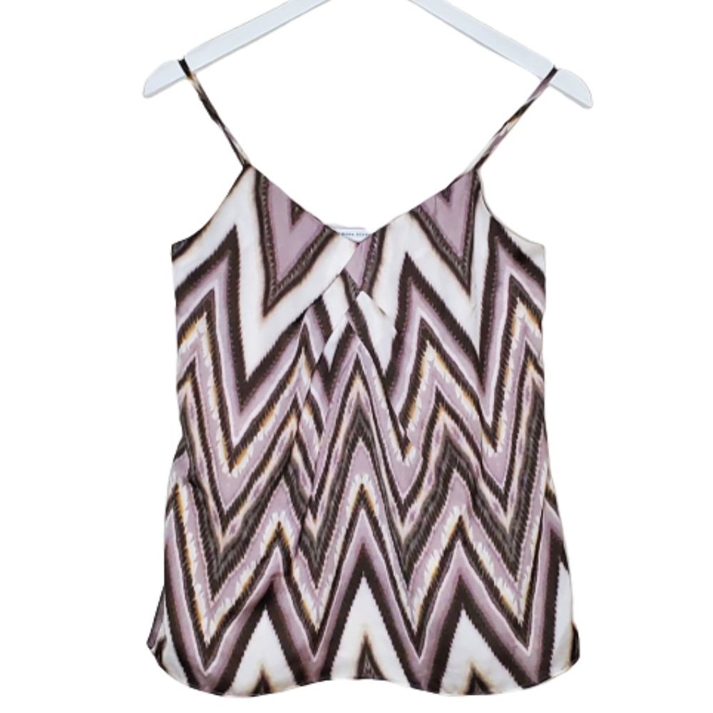 Banana Republic Pleated Chevron Print V Neck Cami Adjustable Strap Tank Sz XS
